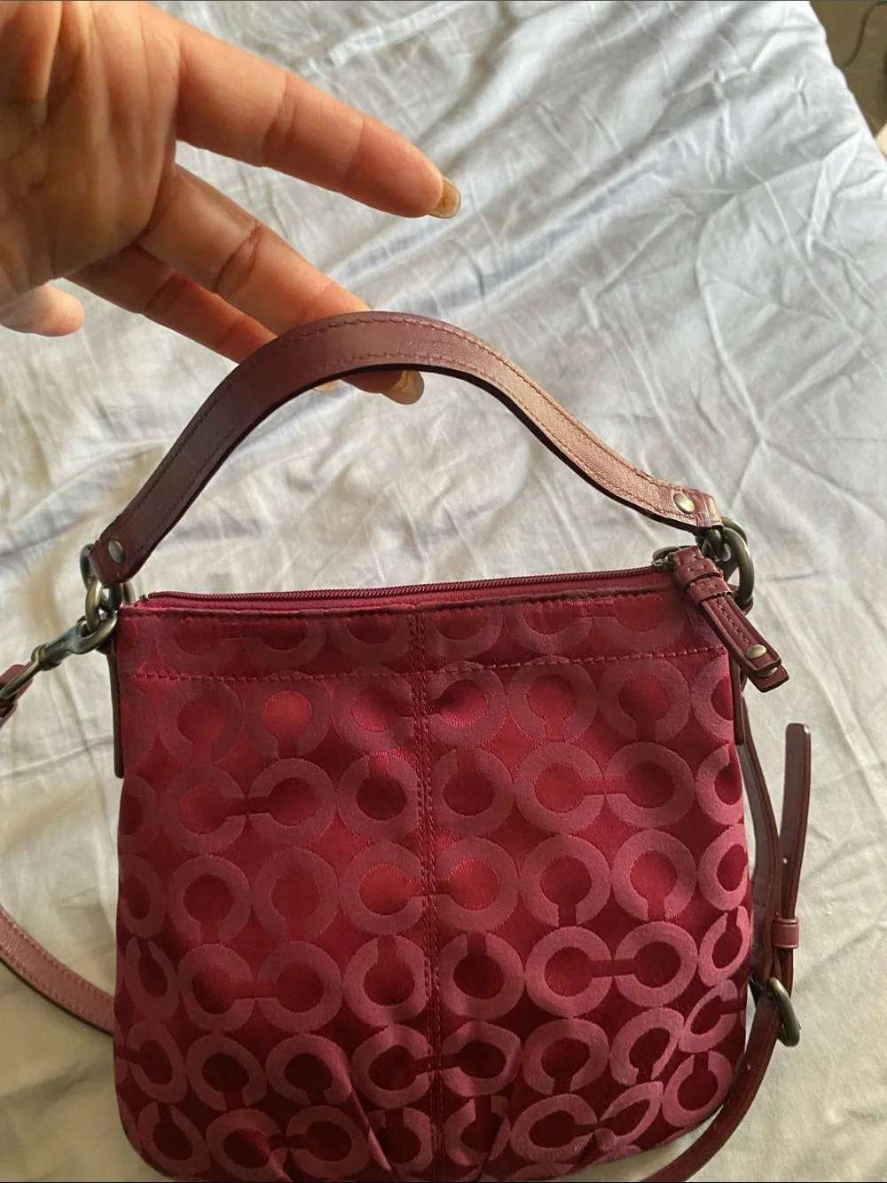 Coach Red Signature Monogram Crossbody Bag
